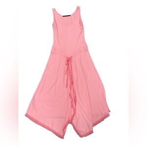 Barbara Lesser Fibers Sleeveless Coral Sleeveless Cotton Midi Dress